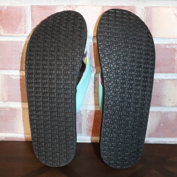 Sanuk Yoga Mat Flip Flops Turquoise and Black Women's Size 10 NWOT - Picture 2 of 2